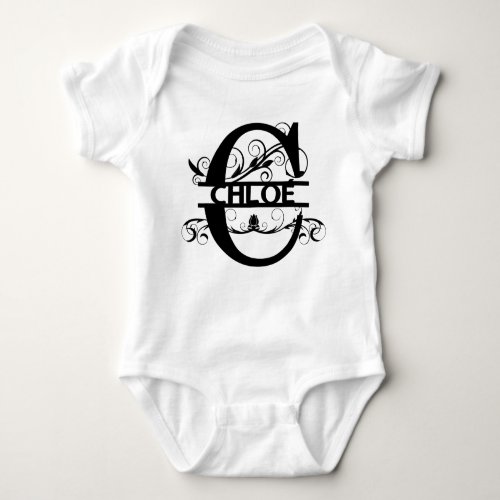 Monogram with first name CHLO Baby Bodysuit