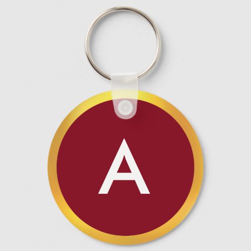 Monogram with Golden Circle on White  Crimson Keychain
