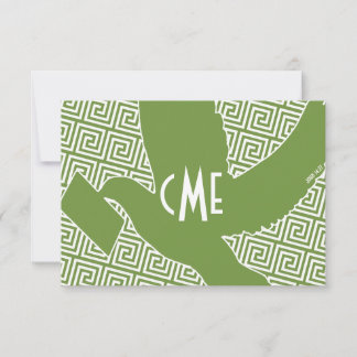 Monogram with Greek Key Carrier Dove Note Card