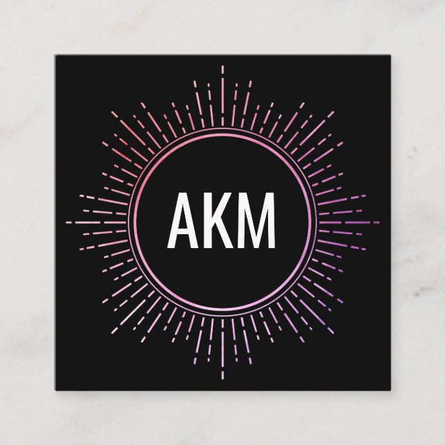 Monogram with Illumination Elements Square Business Card (Front)