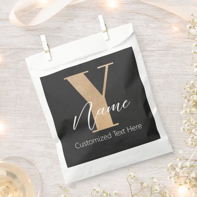 Monogram with Initial Y & Custom Name Personalized Favor Bag (Clipped)