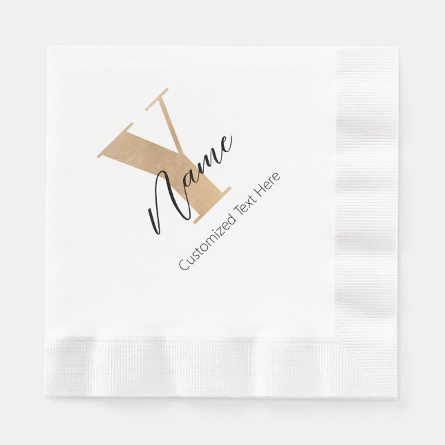Monogram with Initial Y & Custom Name Personalized Napkins (Front)