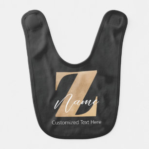 Monogram with Initial Z & Custom Name Personalized Baby Bib
