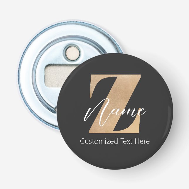 Monogram with Initial Z & Custom Name Personalized Bottle Opener (Front)