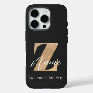 Monogram with Initial Z & Custom Name Personalized iPhone 16 Pro Case
