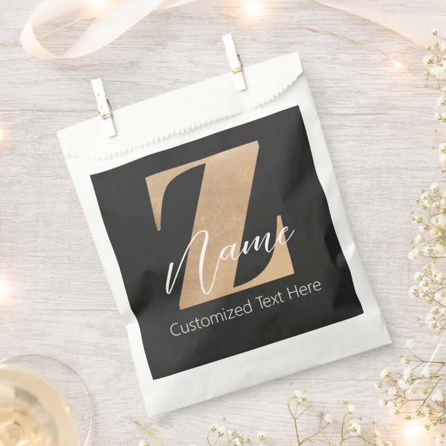 Monogram with Initial Z & Custom Name Personalized Favor Bag (Clipped)