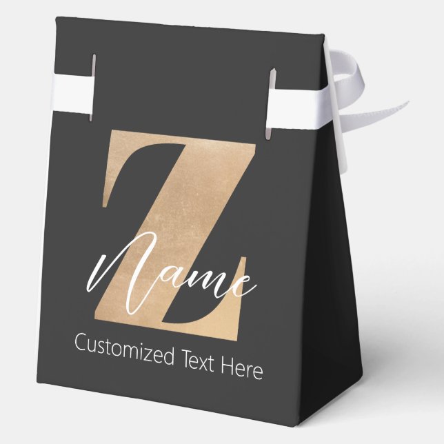 Monogram with Initial Z & Custom Name Personalized Favor Boxes (Back)