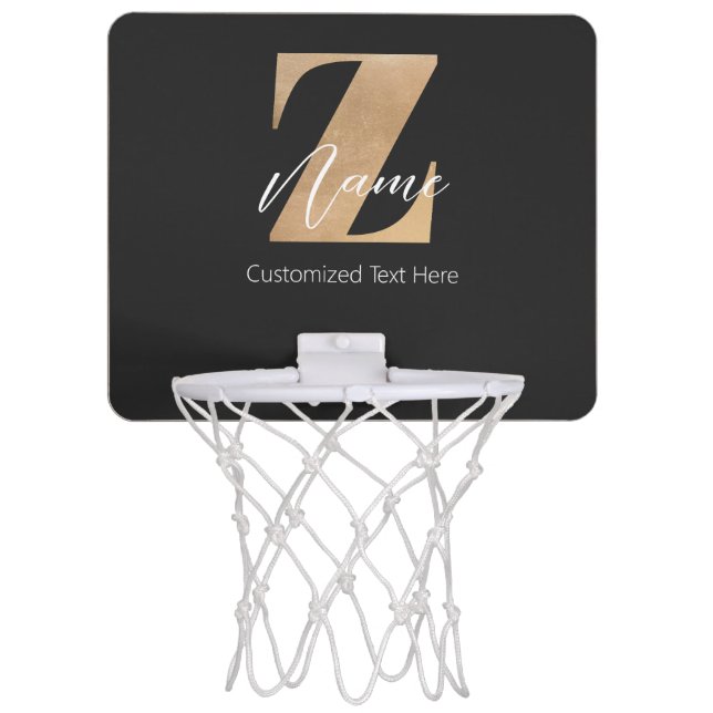 Monogram with Initial Z & Custom Name Personalized Mini Basketball Hoop (Front)