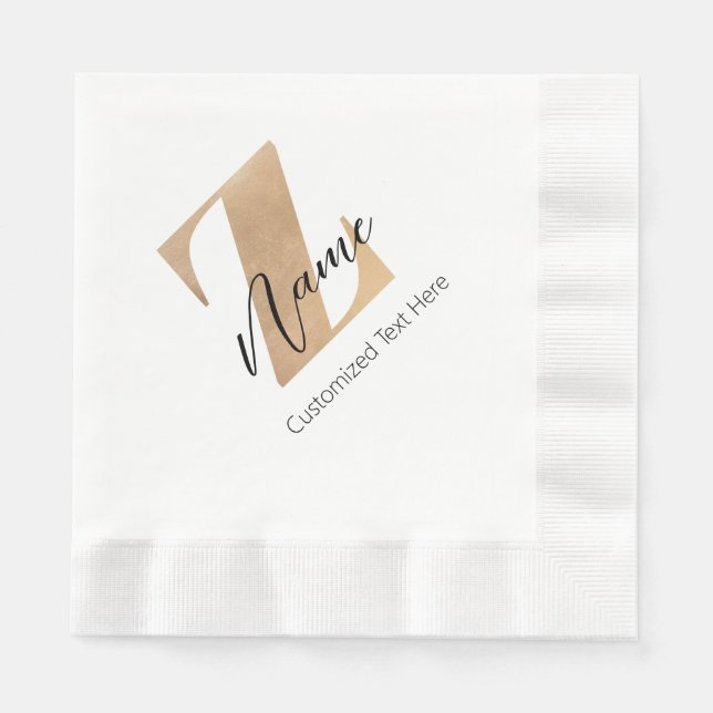 Monogram with Initial Z & Custom Name Personalized Napkins (Front)