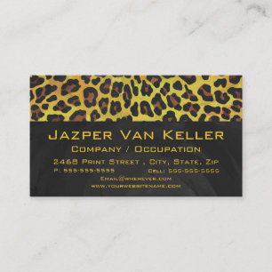 Monogram with Leopard Brown and Yellow Business Card