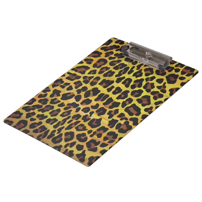 Monogram with Leopard Brown and Yellow Clipboard (Angled)