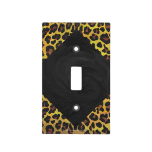 Monogram with Leopard Brown and Yellow Light Switch Cover
