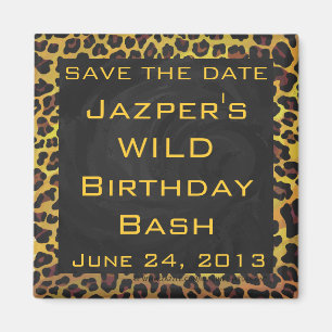 Monogram with Leopard Brown and Yellow Magnet