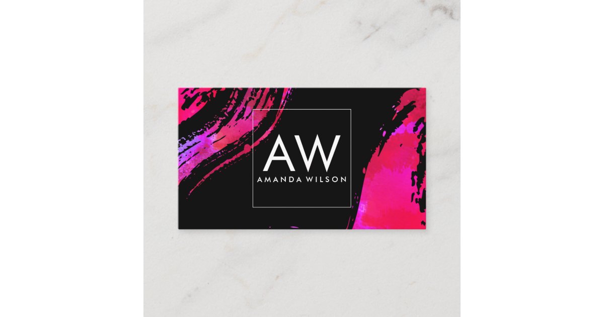 Wam Monogram Monogram with Modern Watercolor Brushed / Warm Business Card | Zazzle