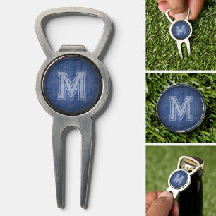 Monogram with Muddled Chalkboard Blue Background Divot Tool