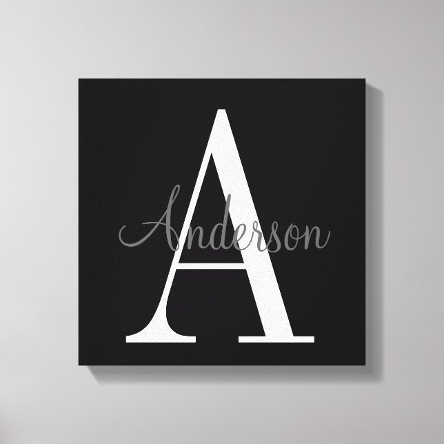 Monogram with Name Overlay Canvas Print (Front)