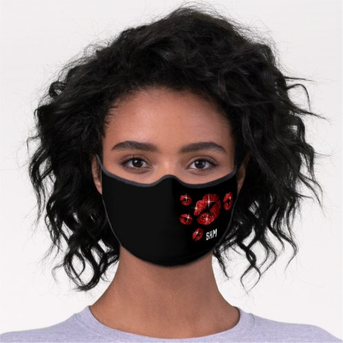 Monogram with Red Lips Premium Face Mask