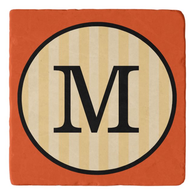 MONOGRAM WITH STRIPE BACKGROUND MARBEL TRIVET (Front)