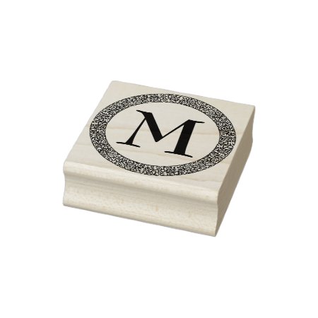 Monogram With Thick Ornate Decorative Border Rubber Stamp