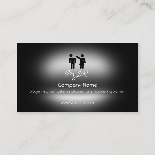 Monogram, Women Self Defense Logo, metallic-effect Business Card (Front)