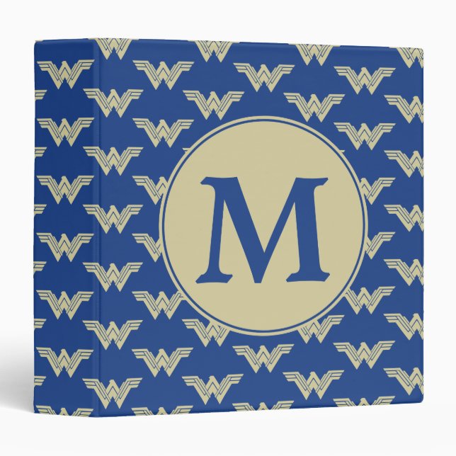 Monogram Wonder Woman Logo Pattern 3 Ring Binder (Front/Spine)