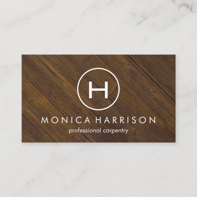 Monogram Wood Carpentry Business Card (Front)