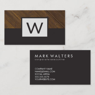 Monogram Wood Color Block Business Card
