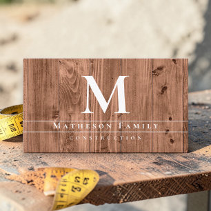 Monogram Wood Construction Contractor branding Business Card