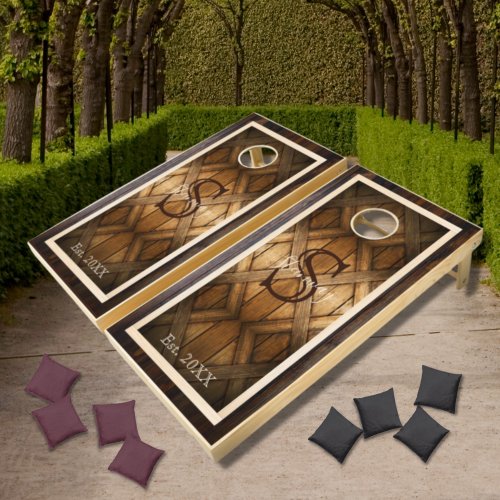 Monogram Wood Diamond Design Cornhole Set