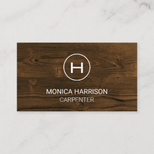 Monogram Wood Grain Carpentry Business Card