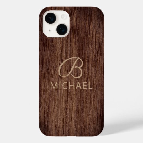 Monogram Wood Grain Timber Personalized Name Case_Mate iPhone 14 Case