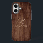 Monogram Wood Grain Timber Personalized Name iPhone 16 Case<br><div class="desc">Monogram Wood Grain Timber Personalized Name iPhone 16 Case features your monogram and personalized name on a wooden background. Perfect gift for him or her for birthday,  Christmas,  holidays,  Father's Day and more. Created by Evco Studio www.zazzle.com/store/evcostudio</div>