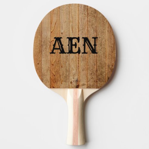Monogram Wood Rustic Country Brown Black Ping Pong Paddle