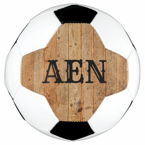 Monogram Wood Rustic Country Brown Black  Soccer Ball