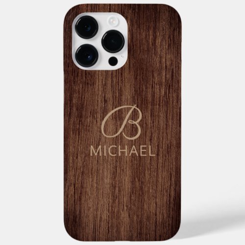 Monogram Wood Rustic Timber Personalized Name Case_Mate iPhone 14 Pro Max Case
