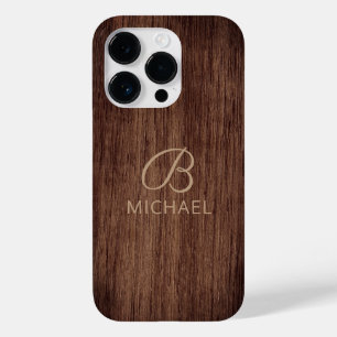 Monogram Wood Rustic Timber Personalized Name Case-Mate iPhone 14 Pro Case
