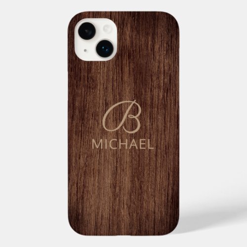 Monogram Wood Rustic Timber Personalized Name Case_Mate iPhone 14 Plus Case