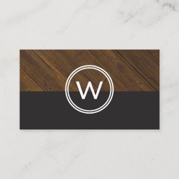 Monogram Wood Two Tone Business Card by lovely_businesscards at Zazzle