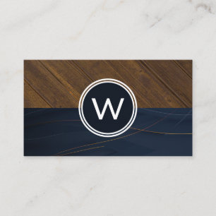 Monogram Wood Two Tone Business Card