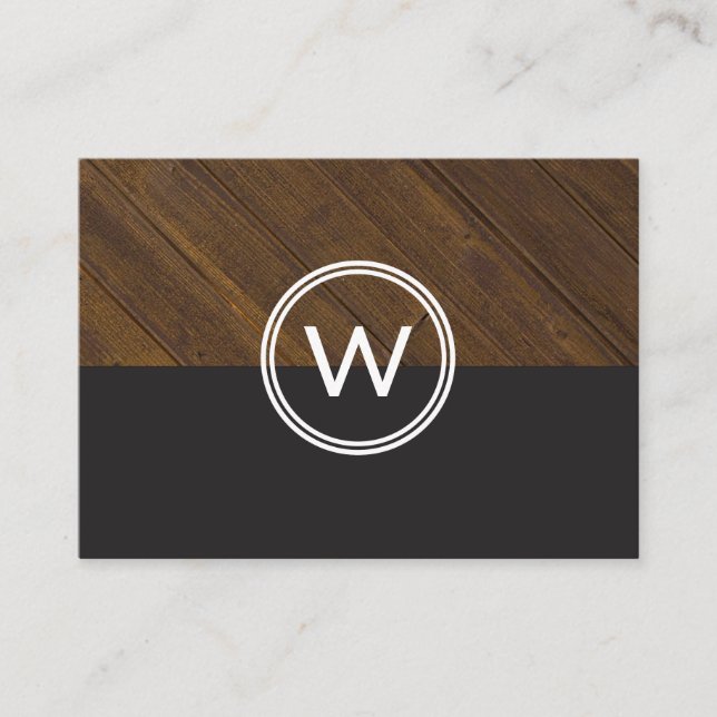 Monogram Wood Two Tone Business Card (Front)
