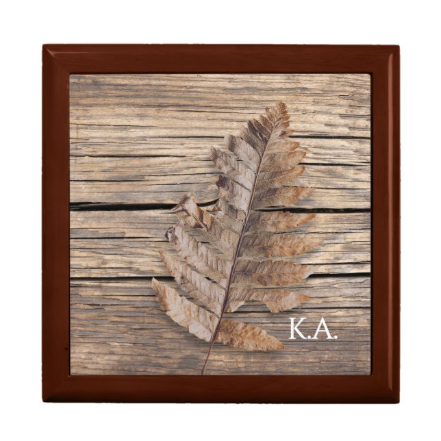 Monogram Wooden Brown Leaf  Gift Box (Front)