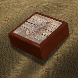 Monogram Wooden Brown Leaf  Gift Box
