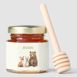 Monogram woodland forest animals honey jar favors