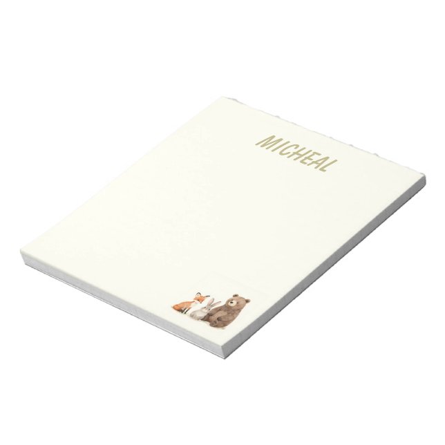 Monogram woodland forest animals  notepad (Rotated)
