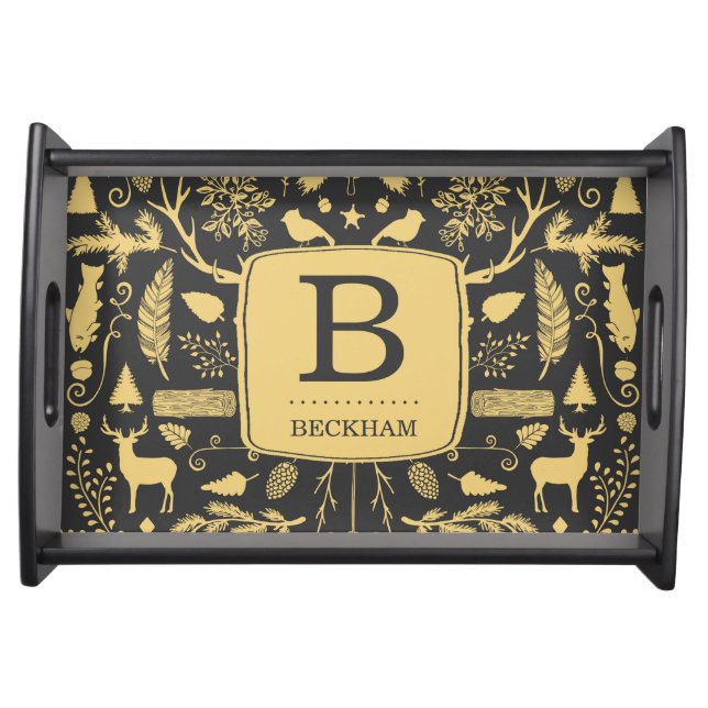 Monogram Woodland Holiday Serving Tray (Front)