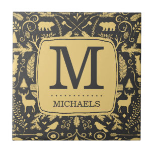 Monogram Woodland Holiday Tile