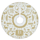 Monogram Woodland Holiday Tree Skirt / Gold