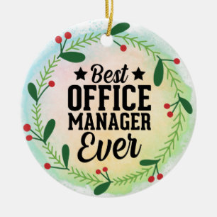 Monogram World's Best Office Manager Ceramic Ornament