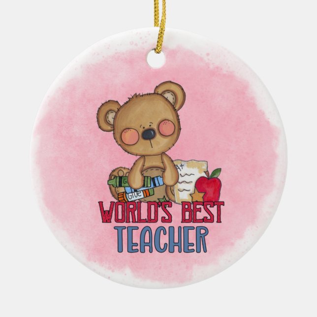 Monogram World's Best Teacher Ceramic Ornament (Front)