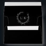 Monogram Wreath Black | White Classic Wedding Envelope<br><div class="desc">Elegant monogram wreath black and white wedding envelope.</div>